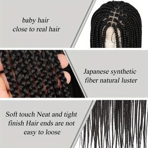 Éxito de Ventas Peluca Sin Pegamento de <span class=keywords><strong>Cabello</strong></span> Sintético con Cierre de Encaje Completo Tres <span class=keywords><strong>Trenzas</strong></span> de Fibra Química Pelo Liso Largo Trenzado a Crochet - Product Image 4