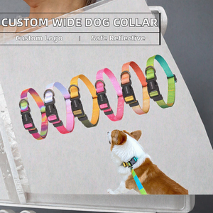 Custom Print Logo Simple Classic Fashion Thick Big Wide Adjustable Metal Buckle Training <b>Reflective</b> Cat Tactical Luxury <b>Dog</b> - Product Image 2
