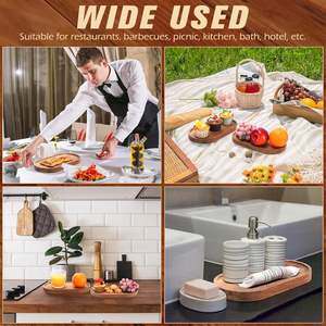 Linwnil Lot de 4 plateaux réutilisables écologiques 11,5x4 pouces ovales en bois pour charcuterie, plateaux de service, assiettes à fromage, assiettes à dîner en vrac - Product Image 6