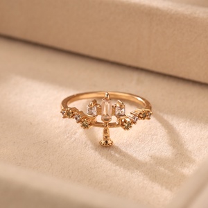 Bagues de bougie féeriques vintage en cuivre plaqué or avec zircon pour femmes, style européen et américain, en promotion - Product Image 2