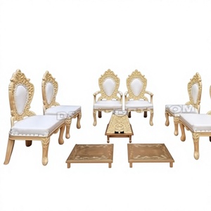 Sillas Tradicionales de Baja Altura para Mandap, Asientos de Lujo para Bodas, Sillas Sankheda, Silla de Mandap Estilo Alemán Plateado Real - Product Image 2