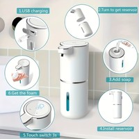 Distributeur de savon mural à commande tactile, modèle à mousse automatique avec capteur infrarouge étanche IPX5, libération de mousse USB