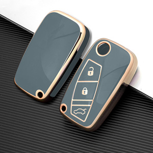 2 3 4 bottoni Tpu bianco e oro per <span class=keywords><strong>Fiat</strong></span> Tipo <span class=keywords><strong>Panda</strong></span> auto Cover custodia custodia Shell <span class=keywords><strong>accessori</strong></span> con cinturino da polso - Product Image 2