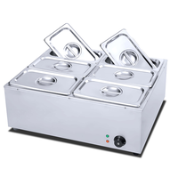Bain-marie électrique commercial 6 bacs en acier inoxydable pour buffet et table vapeur de restaurant
