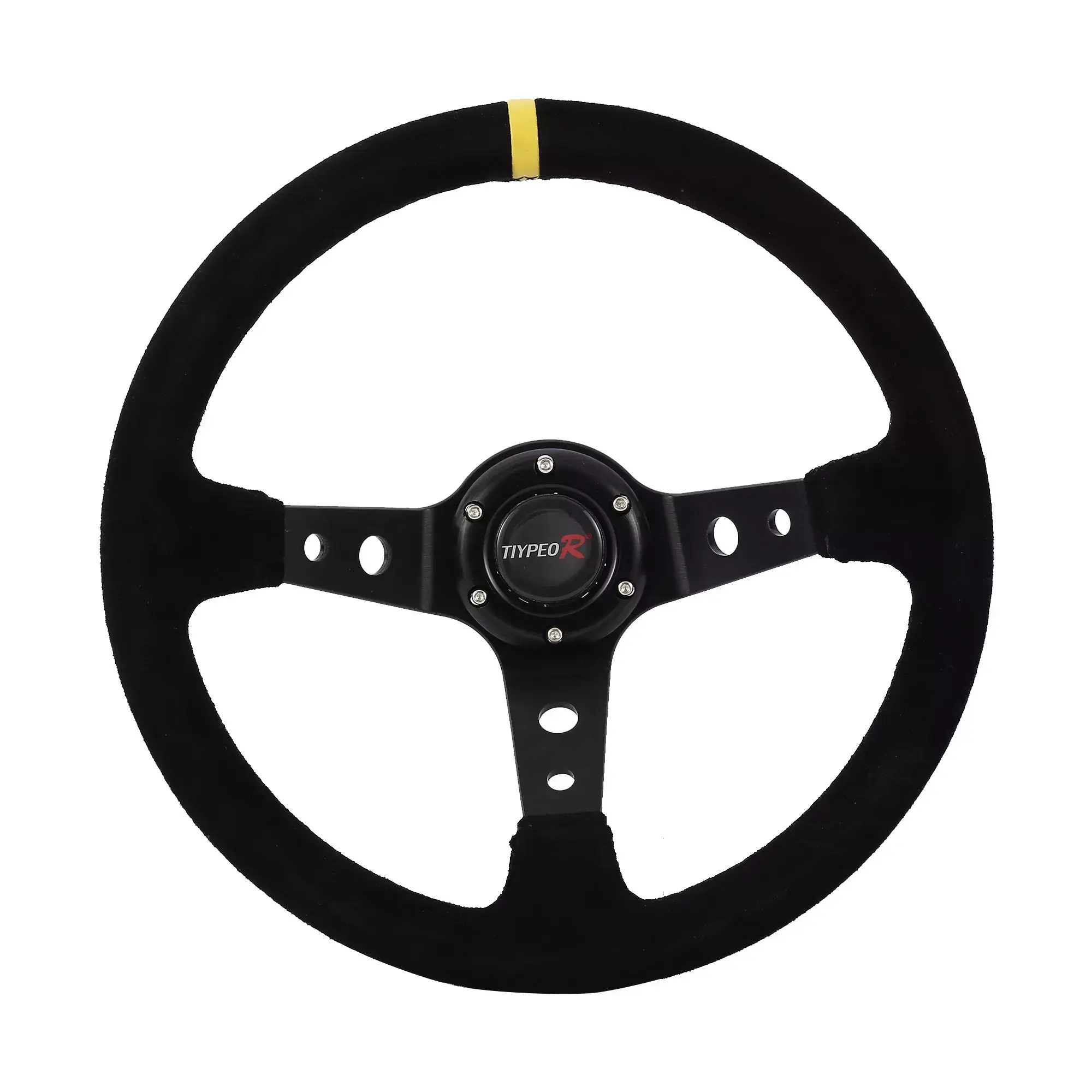 Customized logo suede leather racing steering wheel Modified universal steering wheel 350mm car steering wheel