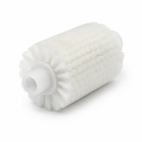 Rouleau brosse cylindrique en nylon blanc PA66 avec double roulement en plastique blanc, noyau en PP, taille personnalisée