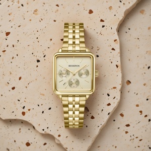 Nuevo Reloj de Cuarzo de Acero Inoxidable para Mujer, Estilo Ejecutivo, Cronógrafo Vintage, Calendario Semanal, Correa de Cuero Cuadrada - Product Image 1