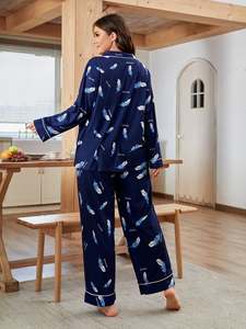 Piping High Quality Long Lounge Wear His and Hers Pyamas a juego <span class=keywords><strong>Family</strong></span> Cozy Bamboo Pijama Sets - Product Image 6