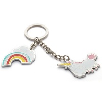 Porte-clés en émail souple et coloré, 2D, personnalisé, animaux, licorne, chien, girafe, ours, pingouin, arc-en-ciel, mignon