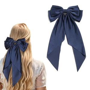 Pince à cheveux longue personnalisée en gros avec nœud en ruban de satin de soie de style luxueux, accessoire directement de l'usine pour enfants, filles et femmes - Product Image 1