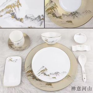Service de table en porcelaine fine 45% haute qualité, personnalisé, avec bordure dorée, pour hôtels, mariages et restaurants - Product Image 5