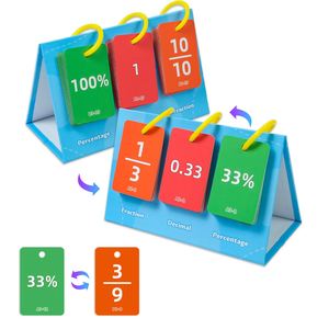 Material didáctico para el aula de escuela primaria en casa: Tabla de porcentaje de doble cara, tabla de decimales y tarjetas manipulativas de fracciones - Product Image 3