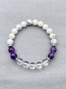 Amethyst Clear Quartz Howlite <b>Bracelet</b> Natural Crystal 8mm Beaded <b>Bracelet</b> Stretch <b>Bracelet</b> For Meditation Healing Protection - Product Image 4