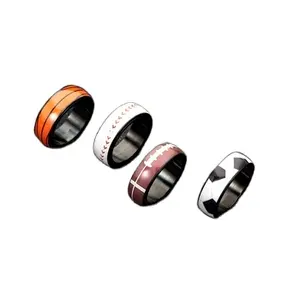 Perhiasan mode baru 2024 cincin pernikahan Tungsten 8mm cincin karbida tungsten hitam untuk pria anak laki-laki