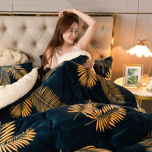 Haute qualité hiver lait velours cachemire laine d'agneau <span class=keywords><strong>couette</strong></span> épaissie roi reine taille plante fleur motif impression lit chaud <span class=keywords><strong>couette</strong></span> - Product Image 2