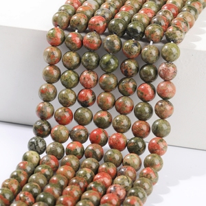 Natural Flower Green <strong>Stone</strong> Round Multicolor Loose Bead Wholesale Serpentine <strong>Jade</strong> Gemstone Jewelry Bracelet Making Supplies - Product Image 3