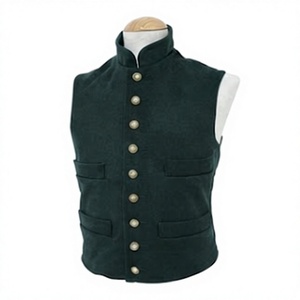 Dark Green <b>Men's</b> Waistcoat Vest Button Front <b>Sleeveless</b> <b>Jumper</b> for Uniform Dance and Formal Wear - Product Image 2