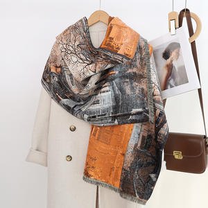 Bufanda <span class=keywords><strong>de</strong></span> Viscosa Gruesa con Estampado Digital <span class=keywords><strong>de</strong></span> la Serie <span class=keywords><strong>de</strong></span> Pintura al Óleo para Mujer 2025, Transpirable, <span class=keywords><strong>de</strong></span> Moda Otoño-Invierno, Regalo - Product Image 2