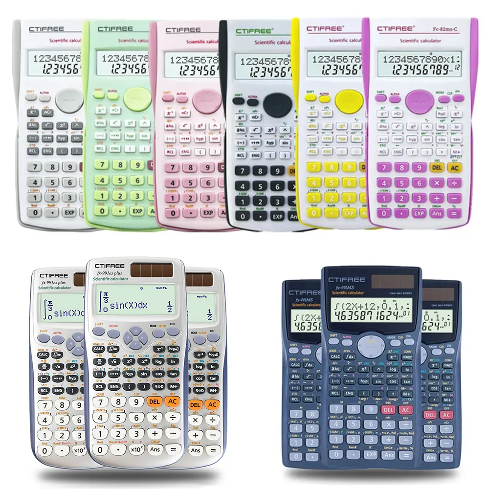 Calculatrice professionnelle d'usine de haute qualité 417/401/240 fonction calculatrice scientifique prix pour écoliers
