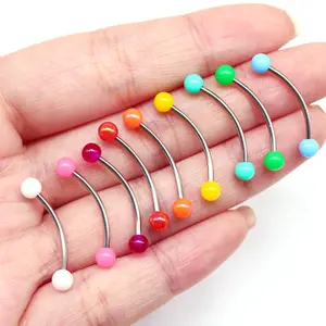 Getta Ready to Ship Steel Color Ball End Curved Barbell Bridge ERL Tongue Ring Snake Eyes piercing jewelry