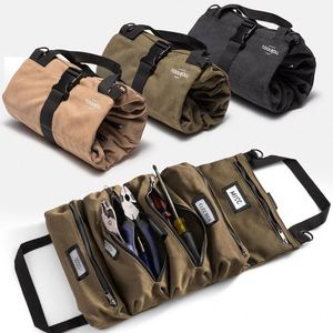 Échantillon gratuit : Sac de rangement enroulable pour outils en toile cirée, avec fermeture éclair, à suspendre, pour montage mural, type sac seau - Product Image 4