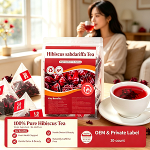 Sachets de thé pur hibiscus MWTEA 100% naturel Roselle Sabdariffa sans caféine, végétalien, sans OGM, sans sucre, pyramide, 30 unités, qualité supérieure - Product Image 6