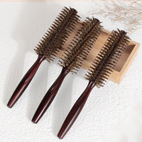 Brosse à cheveux ronde en bois écologique avec nylon doux et poils de sanglier pour femmes hommes rouleau de séchage par soufflage peigne circulaire pour boucler les boucles