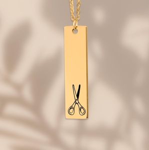Collar de Barra Vertical con Tijeras Chapado en Oro de 18k, Acero Inoxidable 316L, Collar <span class=keywords><strong>Bisexual</strong></span> WLW, Joyería del Orgullo LGBT - Product Image 1