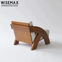 WISEMAX FURNITURE Canapé simple nordique Boucle blanche Tissu laine d'agneau Accoudoir en bois massif Chaise de loisirs Un siège pour une utilisation en appartement