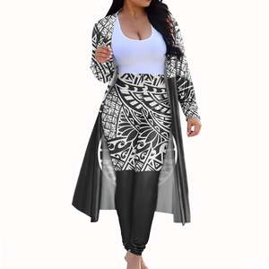 Leggings da donna stile Tonga stampa polinesiana 2 pezzi felpa Cardigan invernale donna e ultimo Design Lady Outwear Leggings sportivi - Product Image 3