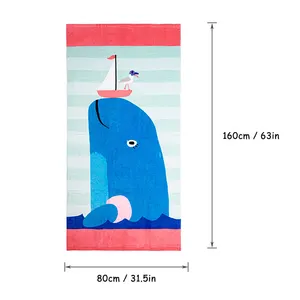Sublimation Oversized Printed Beach Towels Cotton Customized Swim Cotton Towel Lovely Cartoon For Boy And Girl