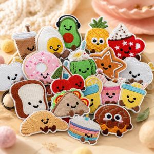 Parches Bordados Termoadhesivos <span class=keywords><strong>de</strong></span> Comida Kawaii: Huevo, Aguacate, Piña, Donut, Croissant, Cereza, Boba, Taco, Tostada - Product Image 1