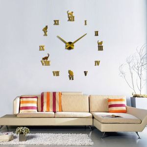 Creative Cat <b>Wall</b> <b>Clock</b> 3D Frameless Digital <b>Clock</b> DIY <b>Wall</b> Stickers Mute <b>Clock</b> for Home Office Pet Store <b>Decoration</b> - Product Image 4