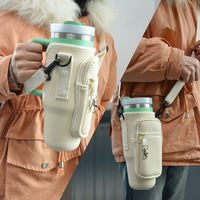 Pochette de transport personnalisée en néoprène avec fermeture éclair pour téléphone, porte-gobelet isotherme 30oz 40oz et bouteille d'eau, avec bandoulière