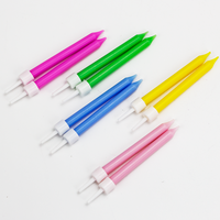 Bougies d'anniversaire classiques fines avec support, anti-goutte, couleur unie, pour restaurants et commerces de détail, prêtes à l'emploi