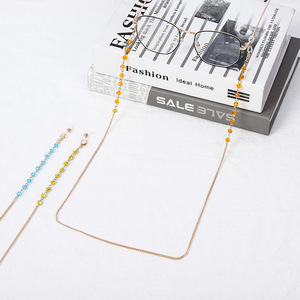 Chaîne <span class=keywords><strong>de</strong></span> lunettes <span class=keywords><strong>de</strong></span> soleil en cristal métallique rose pour femmes, sangles <span class=keywords><strong>de</strong></span> cou colorées à la mode, <span class=keywords><strong>cordon</strong></span> avec cadeau gratuit, pièces <span class=keywords><strong>de</strong></span> lunettes - Product Image 3