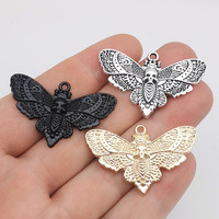 Papillon de nuit gothique Halloween crâne squelette tête breloques insecte volant breloque pour la fabrication de bijoux collier boucles d'oreilles bricolage artisanat fournitures