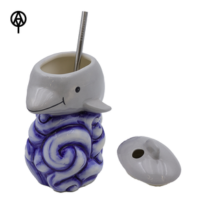 Tazza <span class=keywords><strong>Tiki</strong></span> in Ceramica Porcellana 3D Tema Oceano con Delfino Saltante, Bicchiere Personalizzato per Cocktail da Spiaggia, Sicuro per Alimenti, per Feste in Spiaggia e Resort - Product Image 4