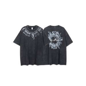 T-shirt Homme Personnalisé Nouvelle Collection Été Manches Courtes Style Rétro Imprimé Coupe Classique 100% Coton Effet Délavé - Product Image 1