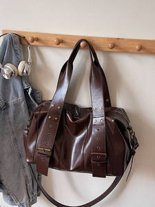 Nouveau sac à bandoulière décontracté tendance et minimaliste, sac fourre-tout vintage grande capacité pour l'hiver, pour femmes - Product Image 3