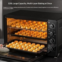 Four électrique commercial à convection en acier inoxydable 120L, 2800W, multifonction 6-en-1 pour cuisson, fermentation et friteuse à air domestique