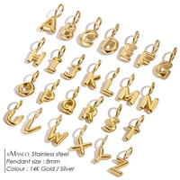 EManco 316 Stainless Steel 3D Bubble Alphabet Charms Classic Style Letter Elements Children's DIY Necklace Bracelet Jewelry