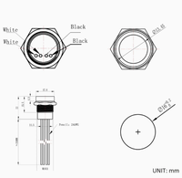Interrupteur piézoélectrique en acier inoxydable HBAN 16/19/22 mm, étanche IP68, anneau lumineux, 1NO, utilisation sous l'eau