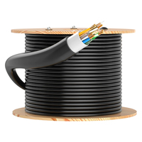 Kabel Jaringan Tahan Air CAT5E CAT6 Tembaga Bebas Oksigen Khusus Luar Ruangan untuk Switch Jaringan PC 0.45 0.48 0.50 0.53 0.55 0.57mm