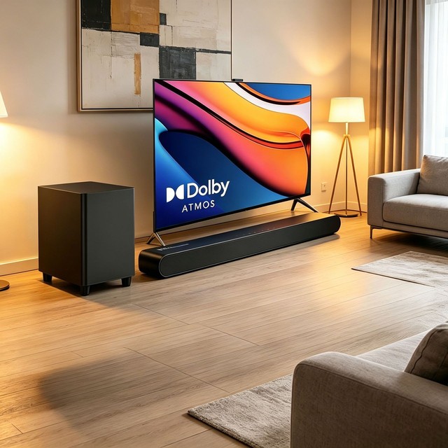 Advanced Dolby Atmos Decoding BassMAX 3D Surround Sound EARC BT 5.3 2.1CH Movie Dolby Atmos Soundbar