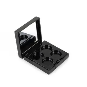 空黑色方形4色1g * 4化妆眼影托盘盒，带窗户铝托盘
