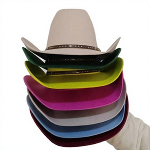 Huayi Sombreros De Vaquero Custom Black Felt Wool <b>Western</b> Cattleman Cowboy <b>Hat</b> Leather Band Four Seasons Hand Embroidery Logo - Product Image 3
