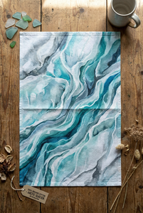 Essuie-tout de cuisine moderne en coton 100% motif abstrait iceberg et eau, bleu <span class=keywords><strong>glacier</strong></span> arctique, 40x60cm - Product Image 2
