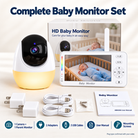 Kit de surveillance pour bébé 1080P avec écran IPS de 4,3 pouces, caméra, deux adaptateurs, deux câbles USB et manuel d'utilisation ABM206