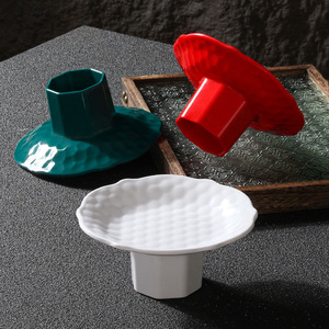 Platos de Melamina con Tallo, Redondos, de Color Sólido, Platos para Aperitivos de Hotel, Platos para Fiestas - Product Image 2